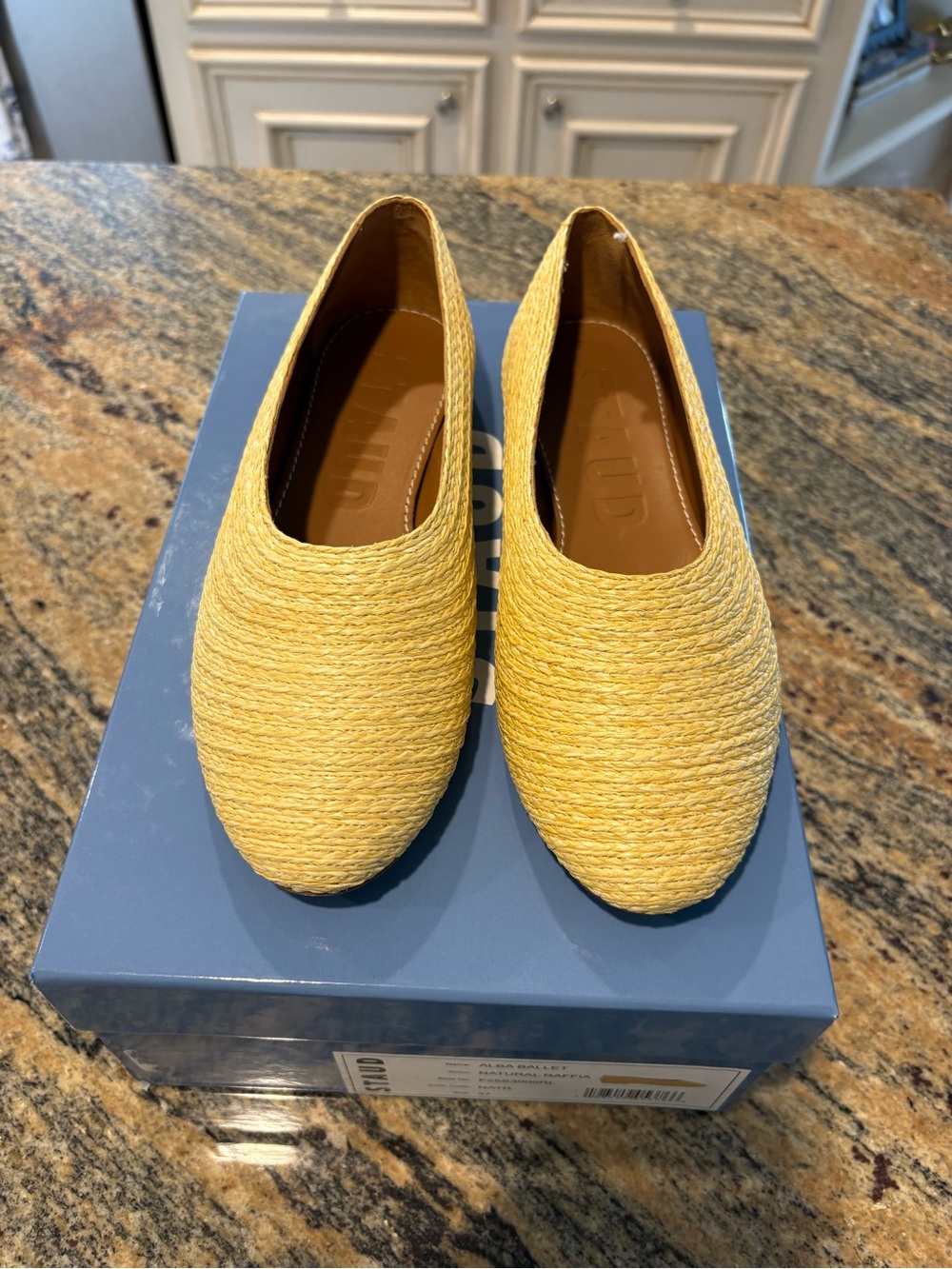 STAUD Yellow Woven Slip-On Flats